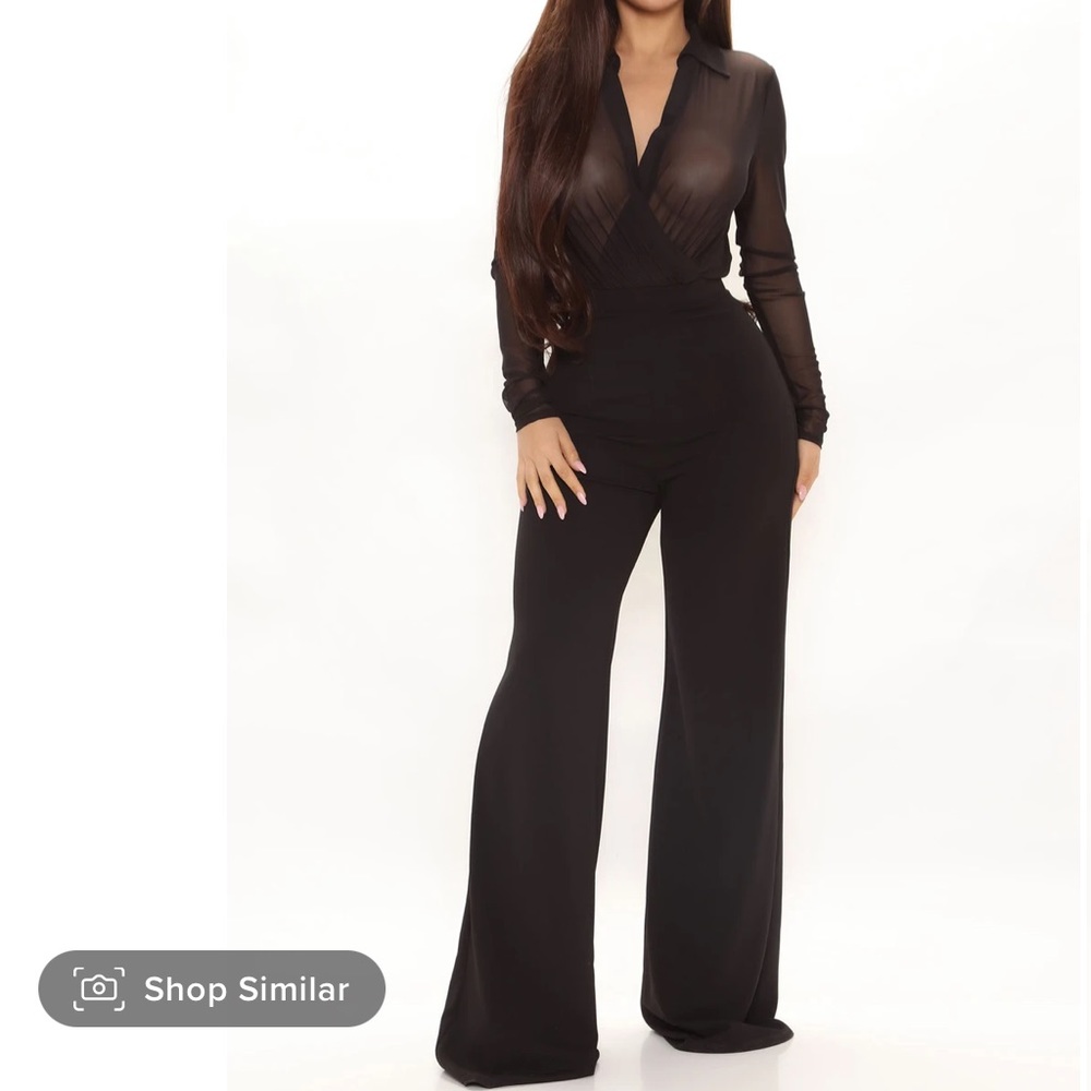 Black mesh jumpsuit